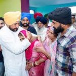 Chief Minister of Punjab consoling the family members of Sepoy Gajjan Singh