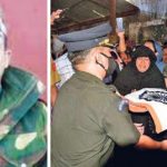 Hav Altaf Ahmed's wife receiving his belongings from the army personnel