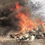 The burning aircraft of Sqn LdrSiddhartha Negi and Sqn Ldr Samir Abrol