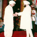 Giani Zail Singh, The President of India presenting the Ashoka Chakra to Shri Bal Singh Roperia, Father of Late Lt Ram Prakash Roperia
