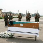 Indian Army personnel during a wreath laying ceremony for Lieutenant Sushil Khajuria
