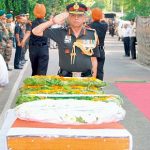 Lt Gen Sanjiv Chachra pays tribute to Maj Mukund Vardarajan and Sepoy Vikram Singh