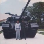 Major sylvester Rajesh Ratnam with his tank